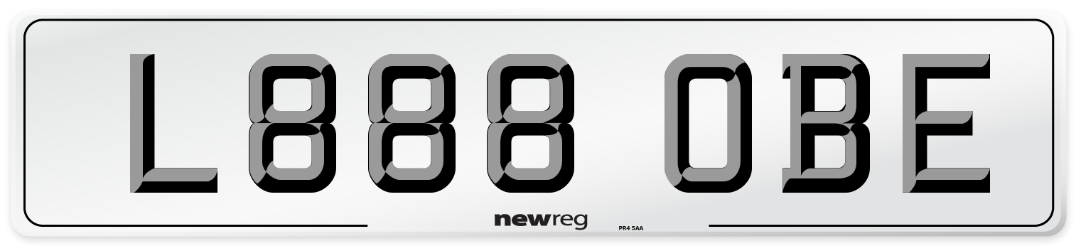 L888 OBE Number Plate from New Reg